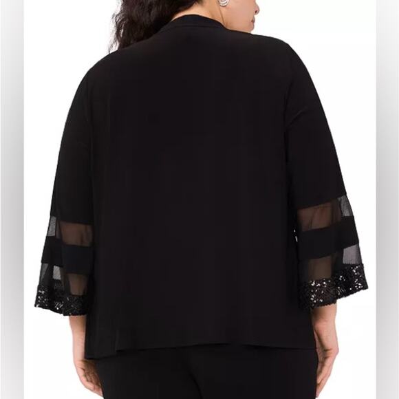 MSK Women’s Plus Size Open-Front 3/4-Sleeve Cover-Up Black Sz 1X - Picture 3 of 10